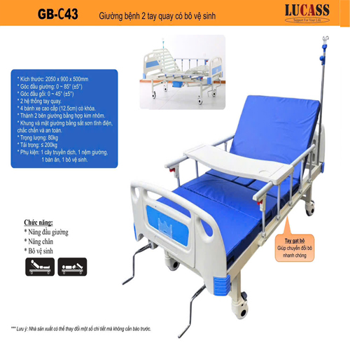 Giường bệnh 3 tay quay Lucass GB-C43 Mới 90% Giường bệnh 3 tay quay Lucass GB-C43 Mới 90%